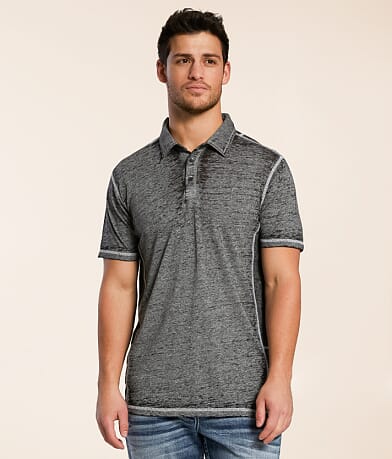 Buckle Black Burnout Polo front view