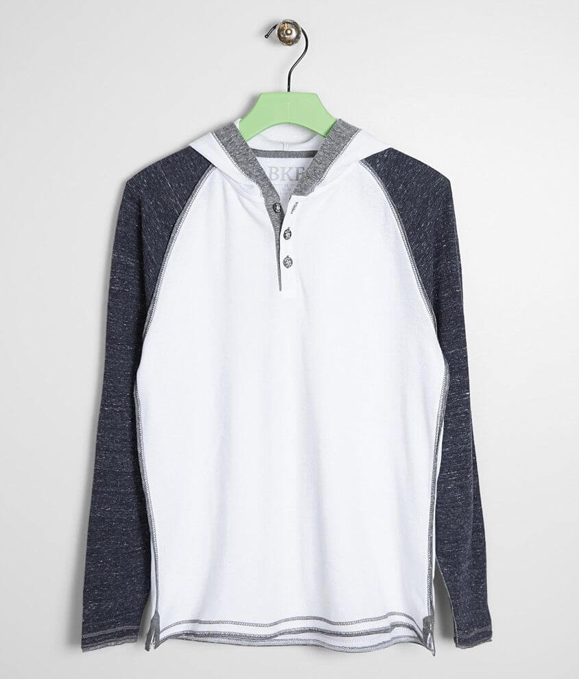 Boys - BKE Raw Edge Thermal Henley Hoodie front view