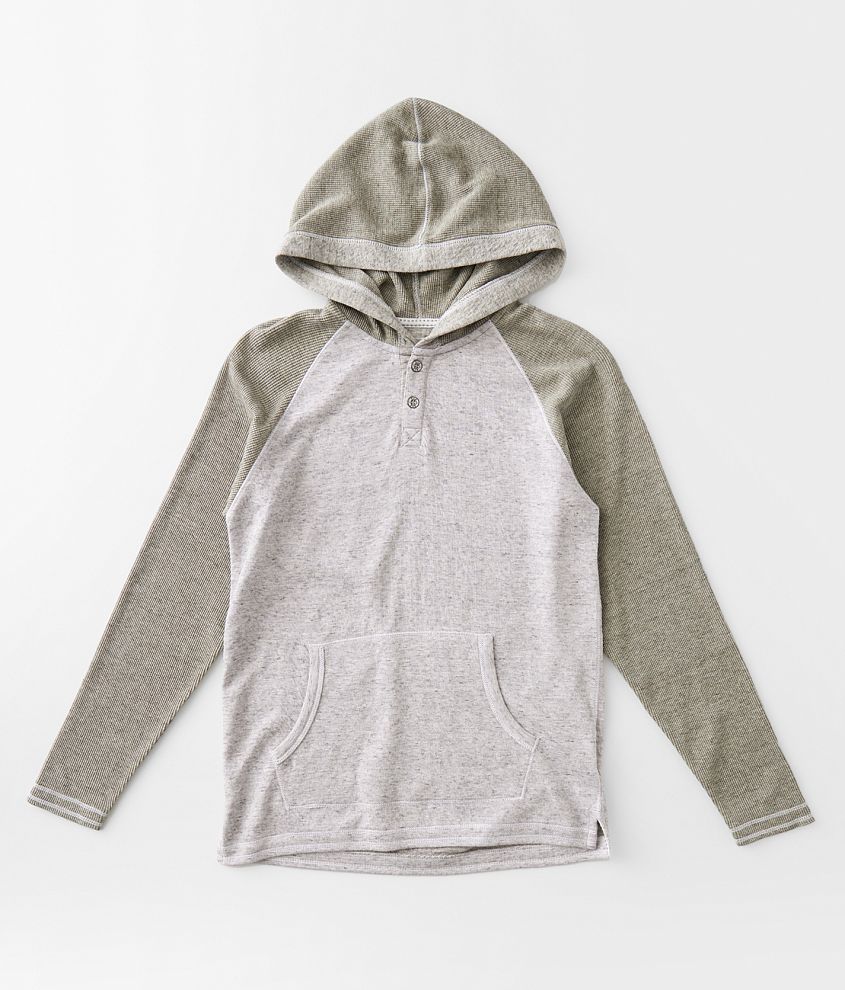 Boys - BKE Raglan Sleeve Henley Hoodie front view