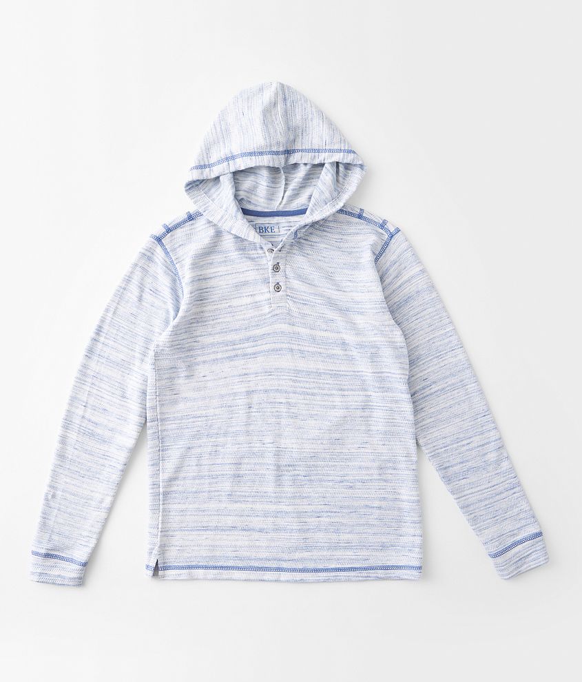 Boys - BKE Marled Henley Hoodie - Boy's Sweatshirts in Light Blue