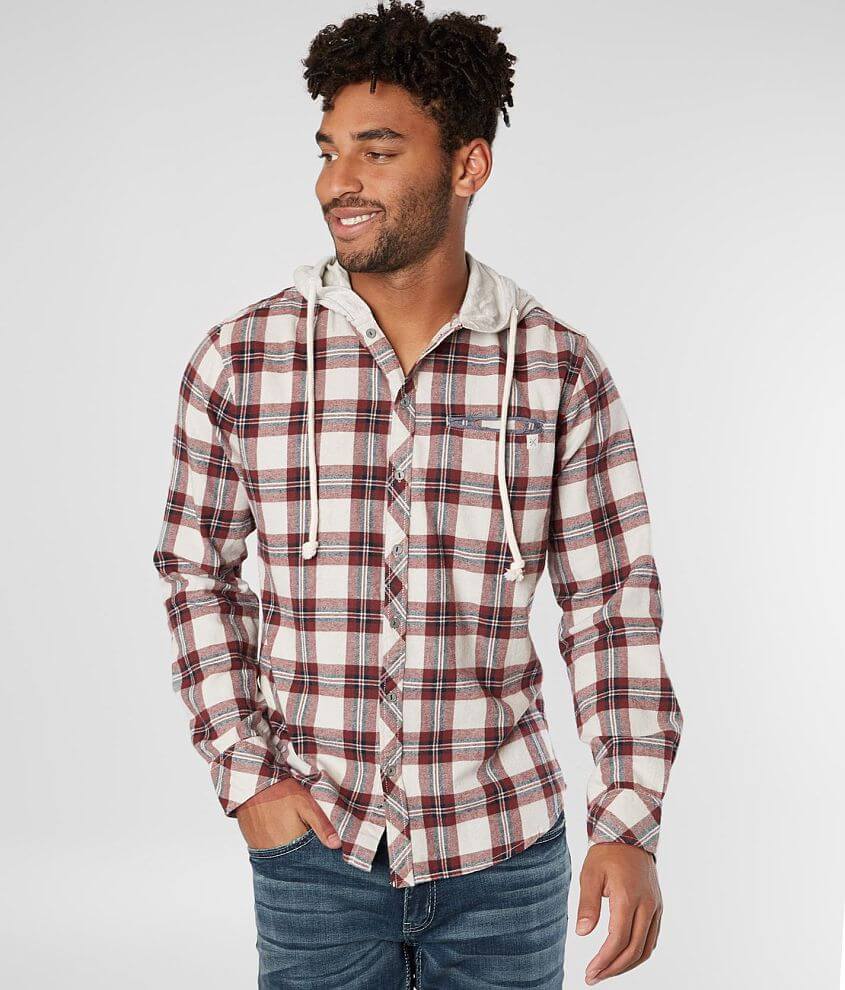 Departwest Hooded Flannel Shirt - Men's Shirts in Cream Red