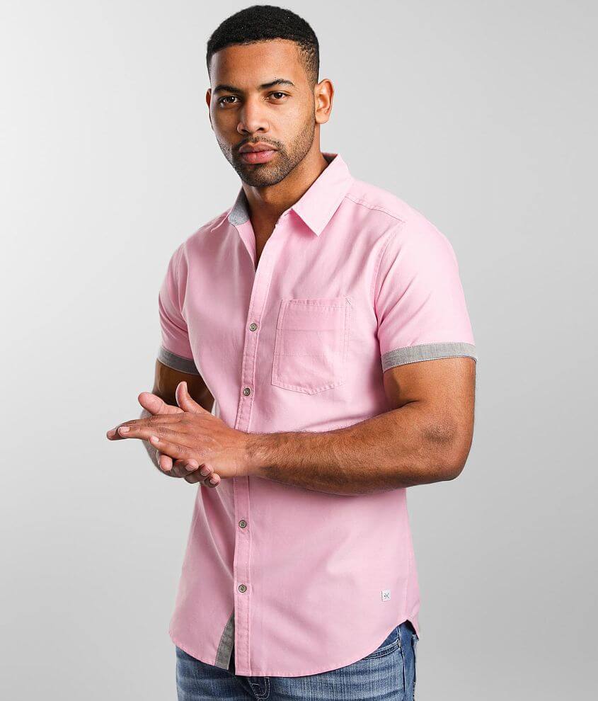 Pink button discount up shirt mens