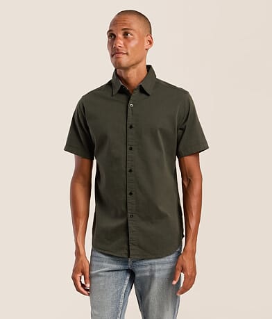 buckle dress shirts Men's Steampunk Gothic Shirt The Buckle Black Textured Standard Shirt features a refined cotton construction with a distinct woven texture Buckle Black Men's Cotton Embroidered