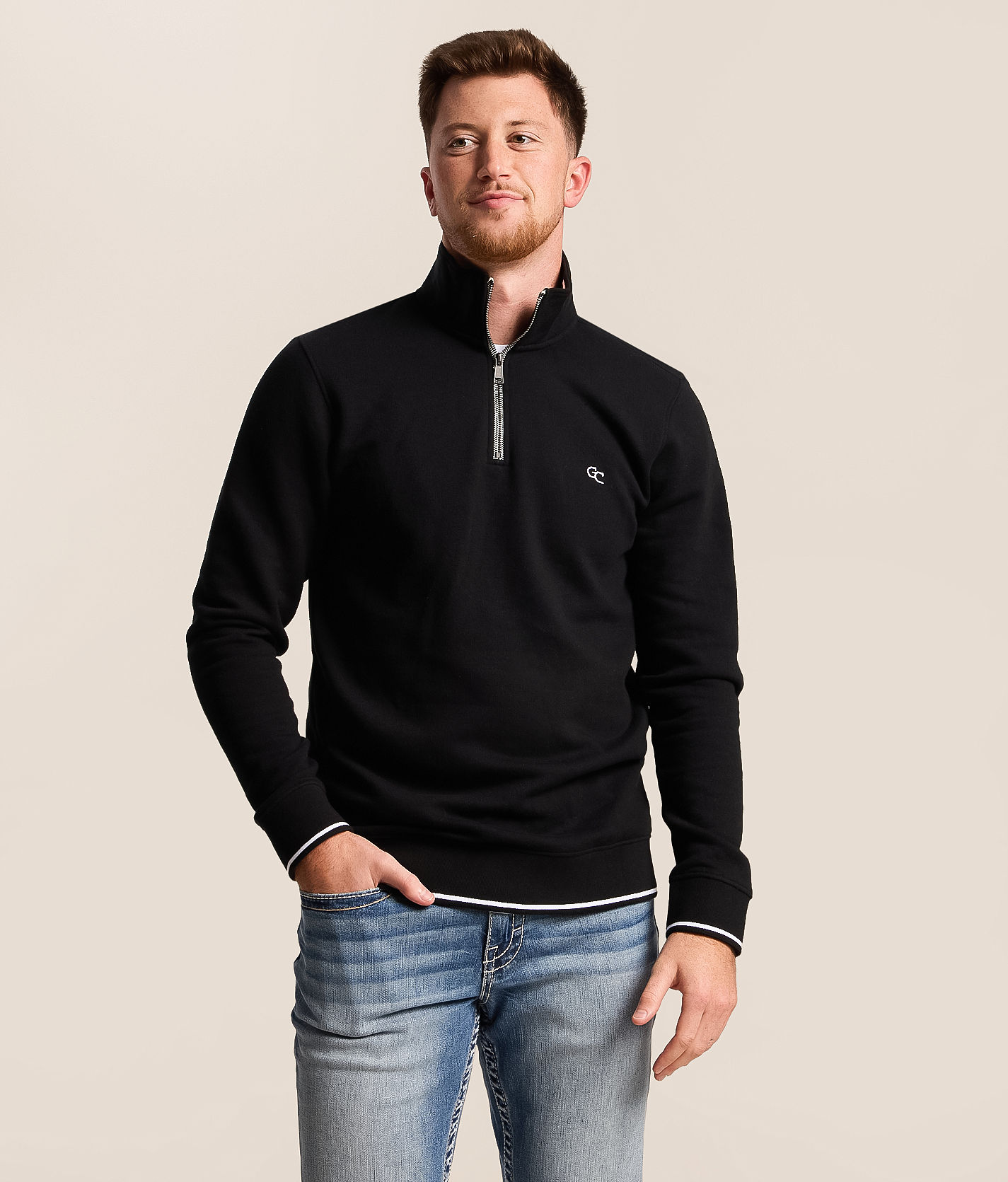 Gentry County Quarter Zip Pullover - Men's Sweatshirts in Black