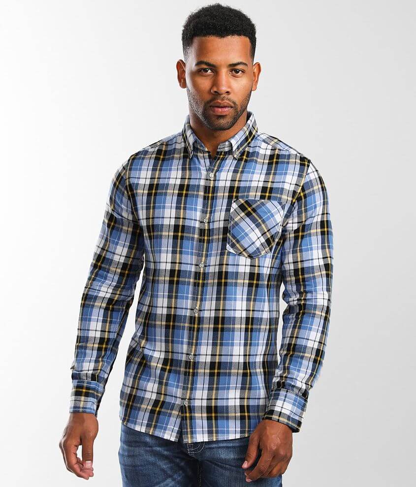 Departwest Plaid Shirt - Men's Shirts in Blue Gold | Buckle