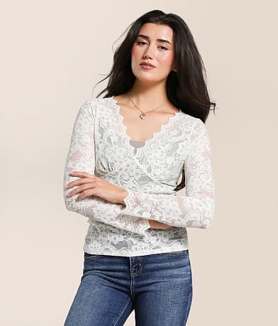 Willow & Root Sequin Lace Top front view