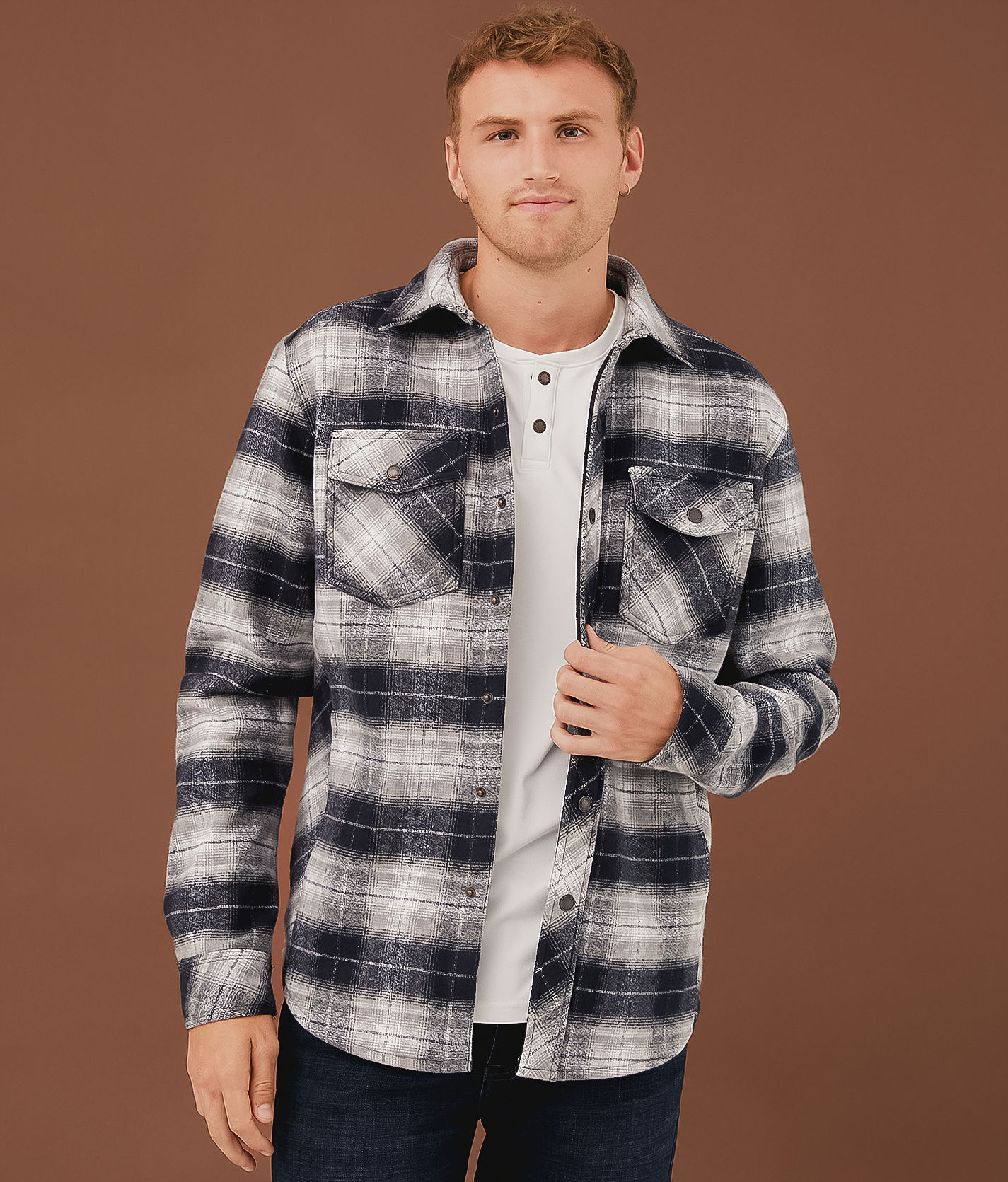 Outpost Makers Flannel Shacket - Men's Coats & Jackets in Black