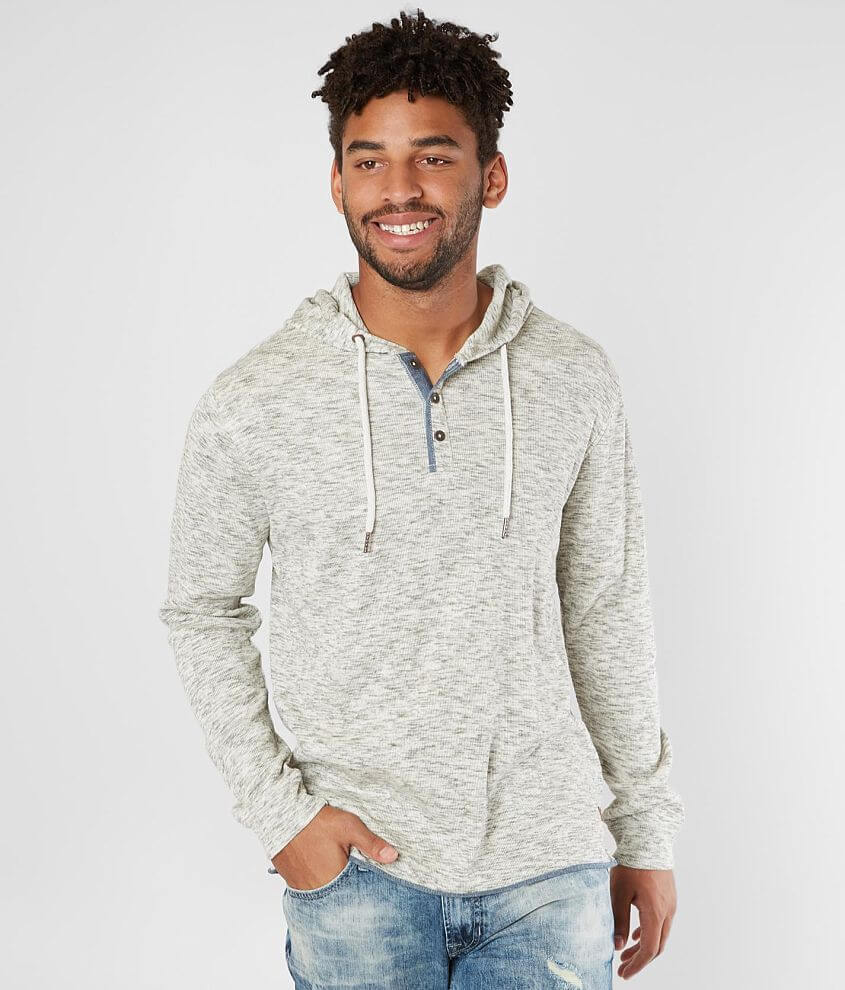 Outpost Makers Heathered Henley Hoodie - Men's Sweatshirts in Dusty ...