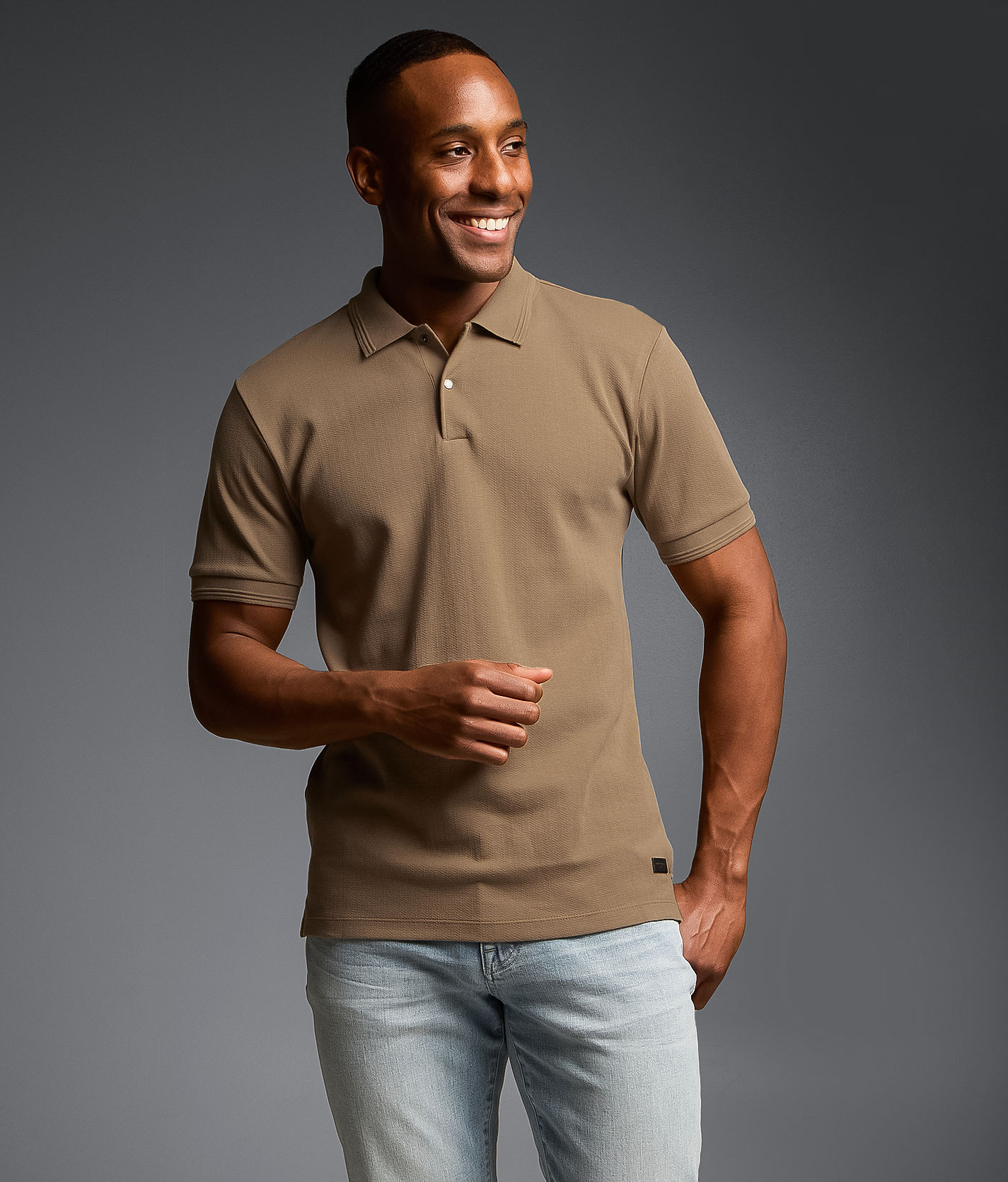 Outpost Makers Knit Polo - Men's Polos in Timberwolf | Buckle