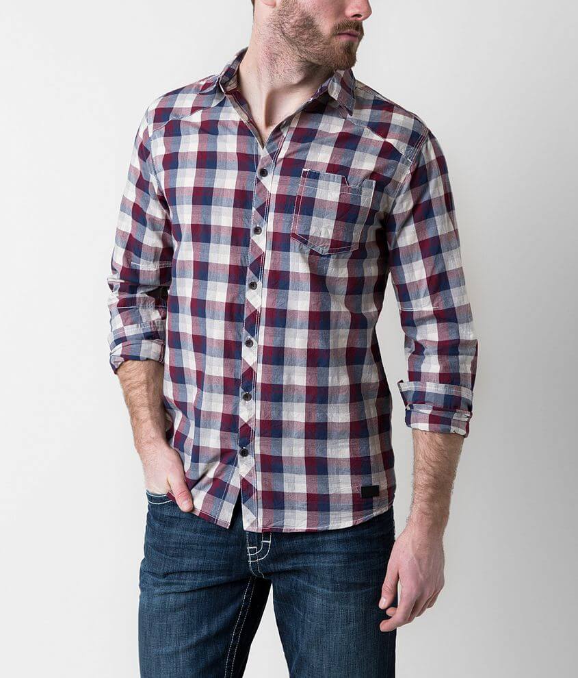 Outpost Makers Plaid Shirt - Men's Shirts in Navy Burgundy