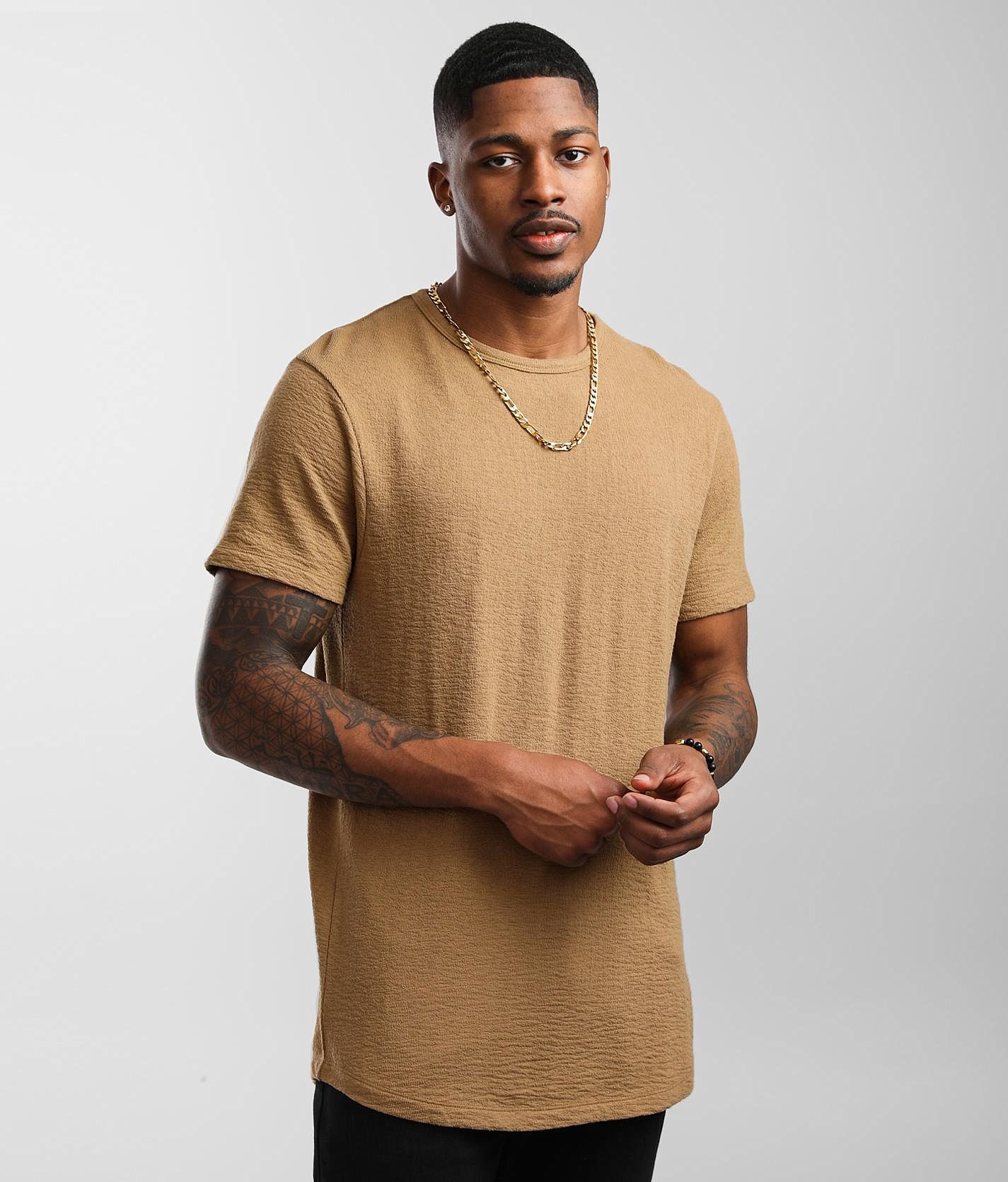 Nova Industries Textured Knit T-Shirt - Men's T-Shirts in Taupe