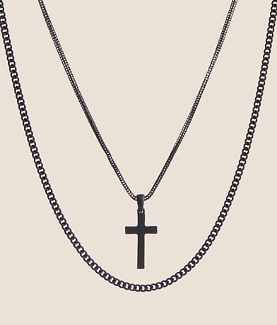 BKE 2 Pack Cross 17" & 19" Necklace Set front view