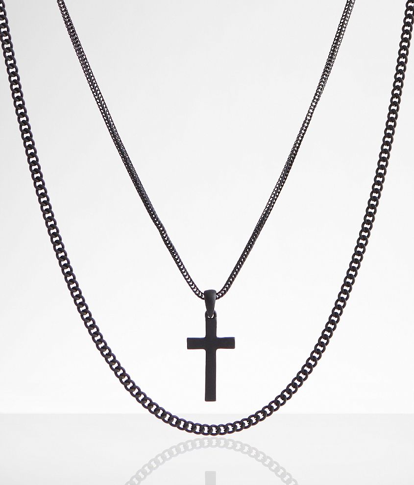 BKE 2 Pack Cross 17" & 19" Necklace Set