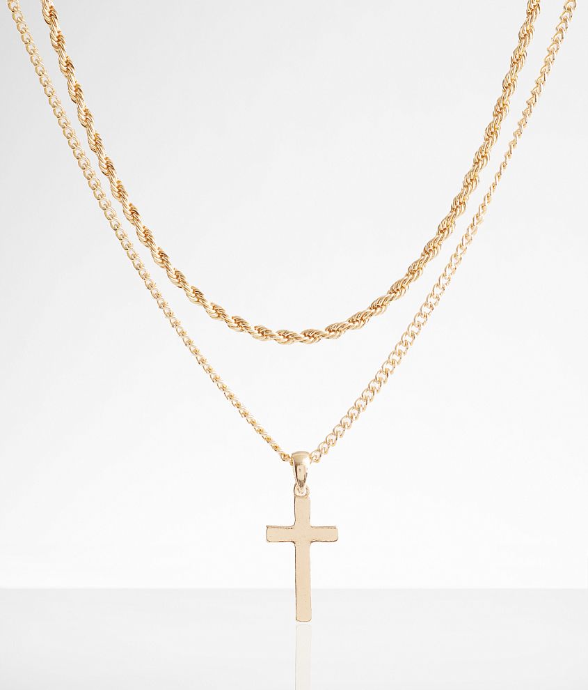 BKE 2 Pack Cross 17" & 18" Necklace Set front view