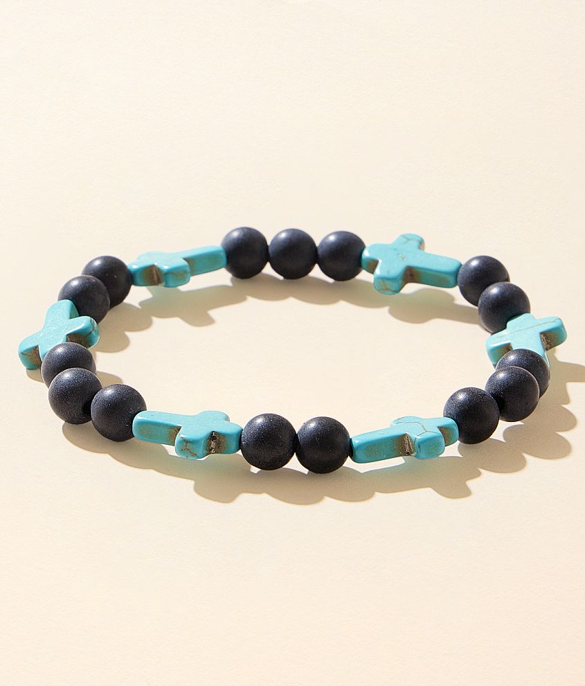 BKE Turquoise Cross Bracelet front view