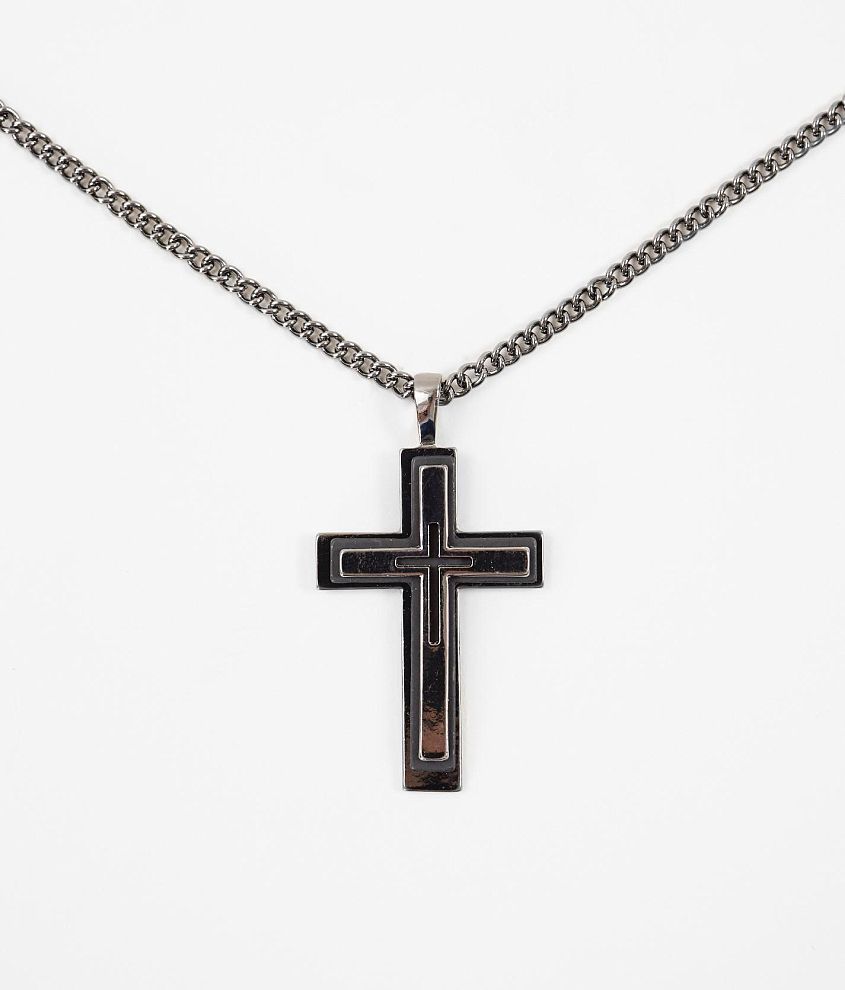 BKE Hematite Cross 27" Necklace front view