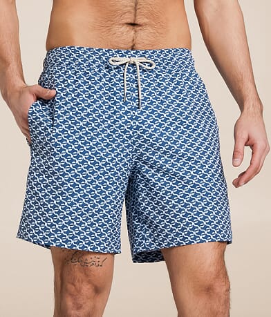 Fair Harbor The Bayberry Geo Stretch Swim Trunks front view