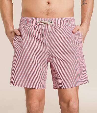 Fair Harbor The Bayberry Seersucker Swim Trunks front view