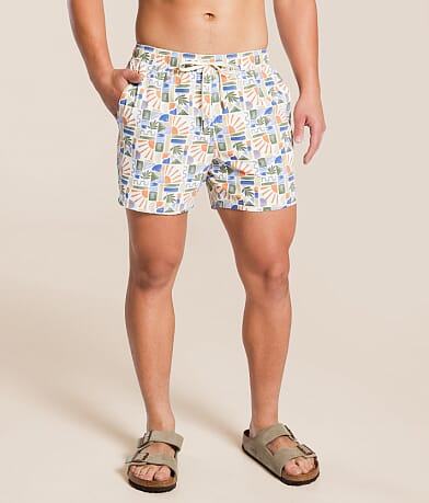 Fair Harbor The Bungalow Beach Sun Tile Stretch Swim Trunks front view