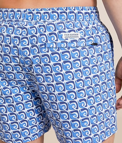 Fair Harbor The Bungalow Rolling Waves Stretch Swim Trunks back pocket view