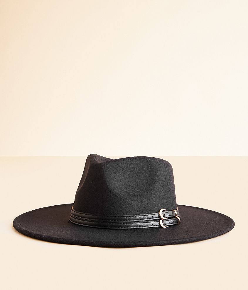 Fame Accessories Buckle Banded Panama Hat front view