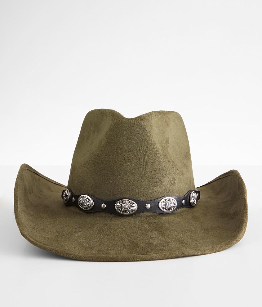 Fame Accessories Faux Suede Structured Western Hat front view
