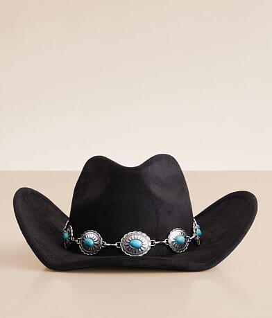 Fame Accessories Turquoise Conch Cowboy Hat front view