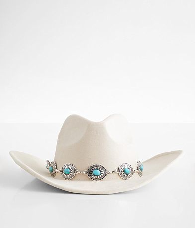 Fame Accessories Turquoise Conch Cowboy Hat front view