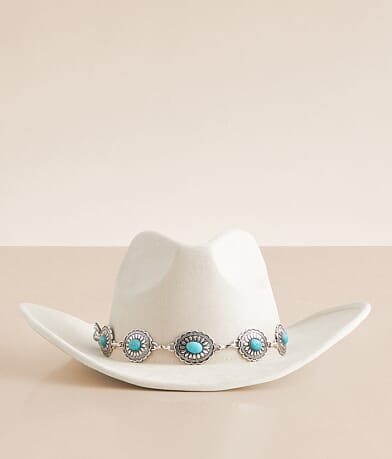 Fame Accessories Turquoise Conch Cowboy Hat front view