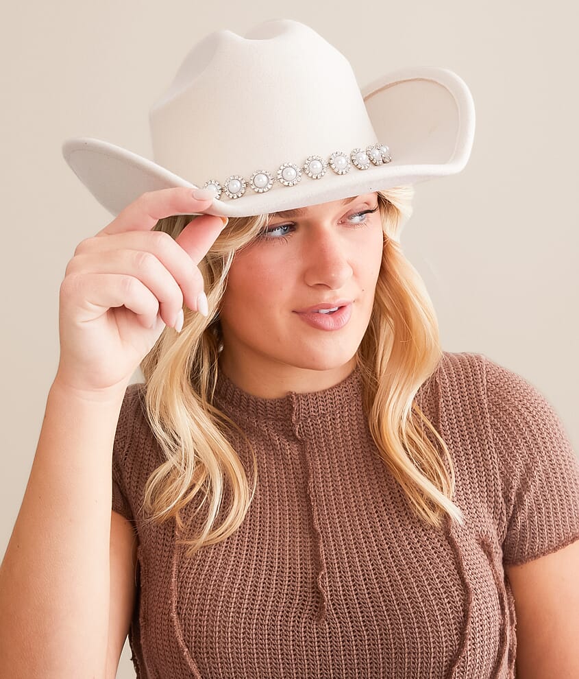 Faux Pearl Cowboy Hat