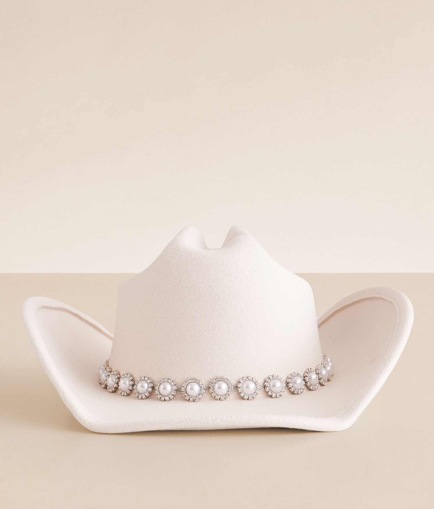 8226 Pearl Hat Shiny Cowboy Wide Brim Womens Party Hats Trendy Accessory Felt Rhinestone Crystal Pearl Cowboy Hats  main image 4