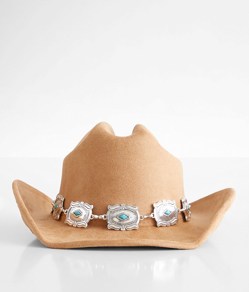 Fame Accessories Turquoise Chain Cowboy Hat front view