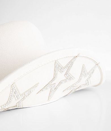 Fame Pave Rhinestone Trim Faux Suede Hat