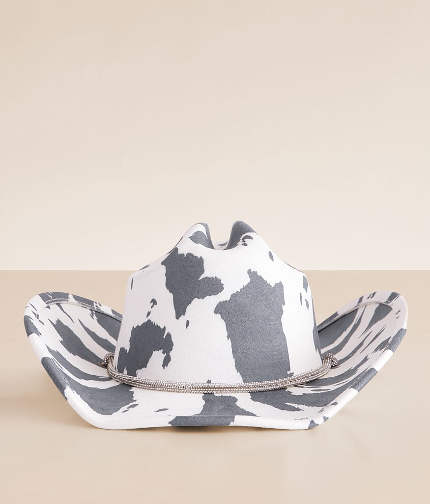 Fame Accessories Glitz Cow Print Cowboy Hat