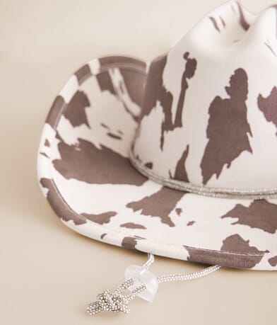 Fame Accessories Glitz Cow Print Cowboy Hat misc detail 2 view