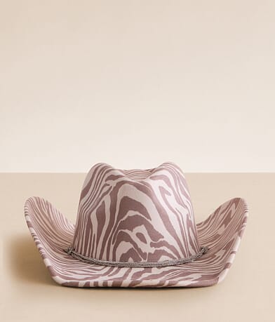 Fame Accessories Zebra Glitz Cowboy Hat front view