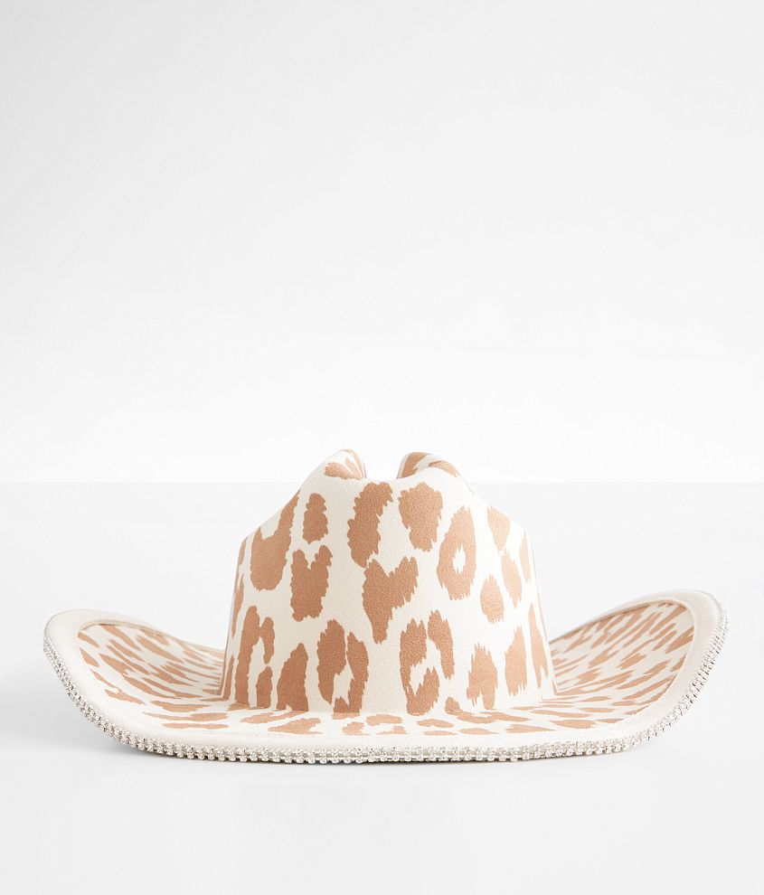 Fame Accessories Cheetah Glitz Cowboy Hat front view