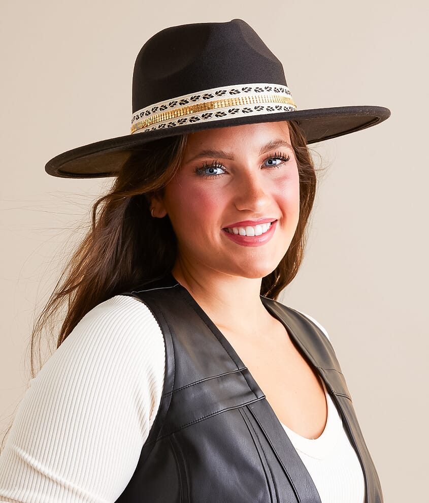 Metallic Banded Panama Hat
