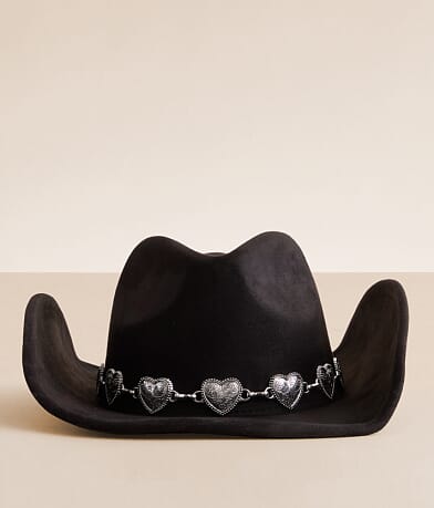 Fame Accessories Heart Concho Cowboy Hat front view