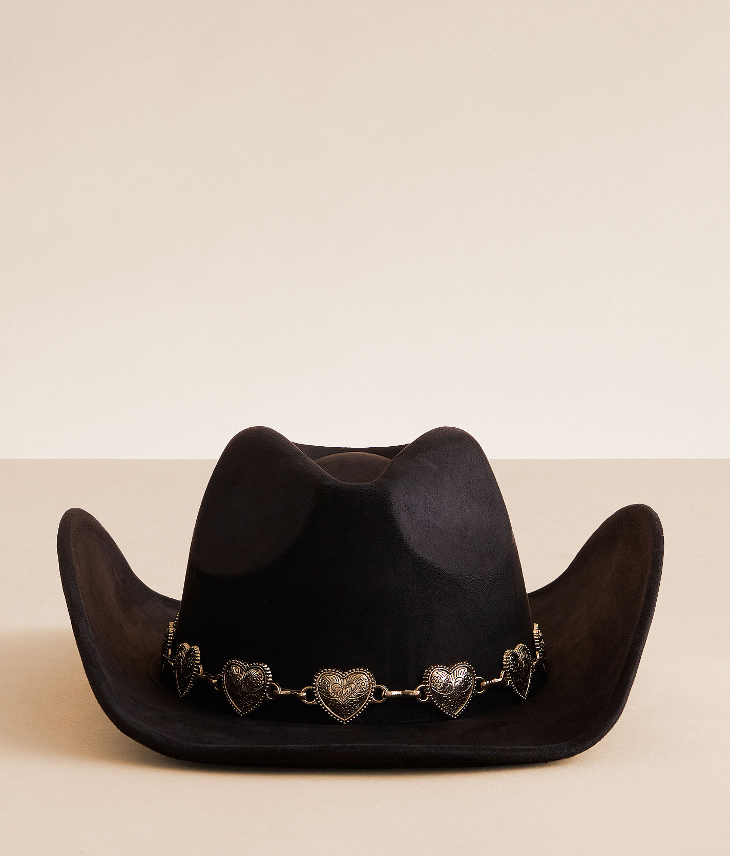 8 Other Reasons Gold Heart Cowboy Hat in Black Black Heart Buckle Western Trendy Cowgirl Hat – Cindy Jane  main image 3