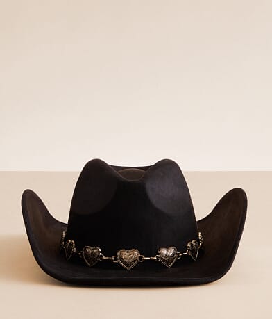Sterling & Stitch Heart Concho Cowboy Hat front view