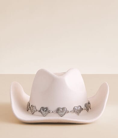 Sterling & Stitch Heart Concho Cowboy Hat front view