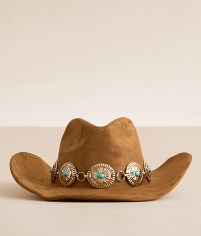 Sterling & Stitch Western Concho Cowboy Hat front view