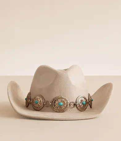 Sterling & Stitch Turquoise Concho Cowboy Hat front view