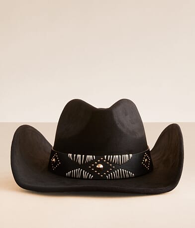 Sterling & Stitch Embroidered Band Cowboy Hat front view