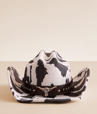 Sterling & Stitch Steer Studded Cowboy Hat front view