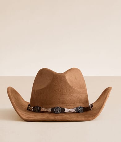 Sterling & Stitch Western Concho Cowboy Hat front view
