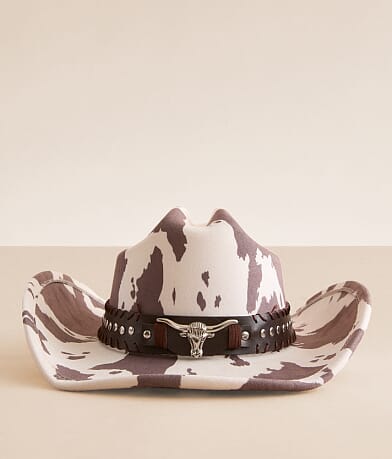 Sterling & Stitch Longhorn Stud Banded Cowboy Hat front view