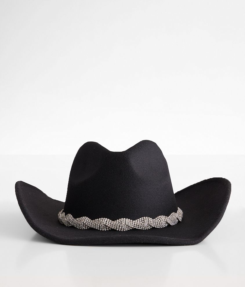 Rhinestone Star Cowboy Hat - Black , Women's