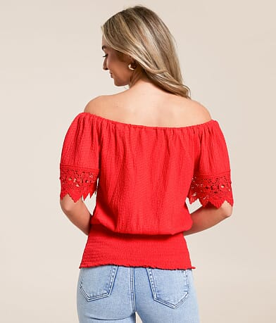 Daytrip Textured Off The Shoulder Top back view